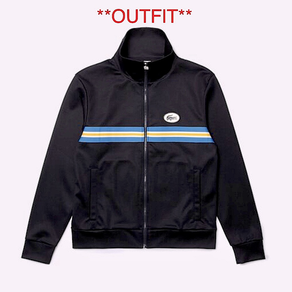 Mens Lacoste Heritage Stripe Full Zip **OUTFIT** Sz.8 btms. Sz9 top Nwt
